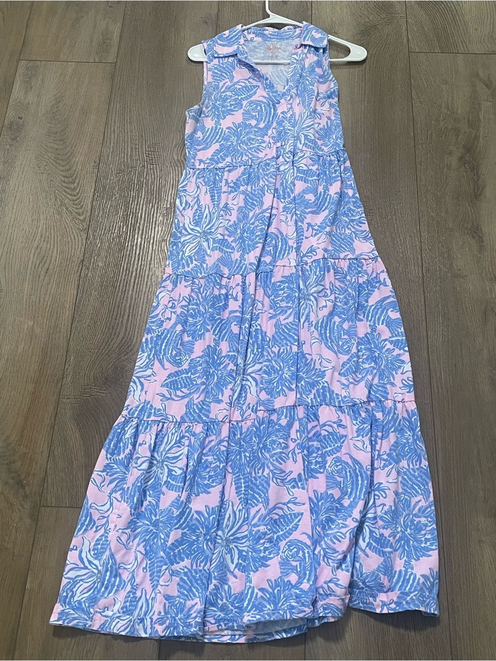 Lilly Pulitzer Sleeveless Pink and Blue Floral Maxi dress